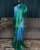 Green Blue Ombre Woven Pure Tussar Silk Saree