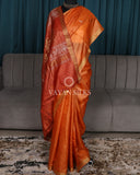 Orange Terracota Woven Pure Tussar Silk Saree