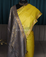 Load image into Gallery viewer, Yellow Grey Woven Pure Tussar Silk Saree