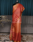 Orange Red Ombre Woven Pure Tussar Silk Saree