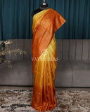 Orange Yellow Ombre Woven Pure Tussar Silk Saree