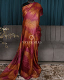 Magenta Orange Shibori Print Pure Tussar Silk Saree