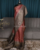 Light Red Brown Woven Tussar Silk Saree