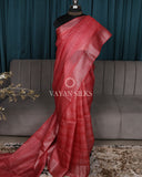 Red Woven Tissue Tussar Silk Saree