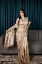 Load image into Gallery viewer, Coral-Sand Color Printed Semi Tussar Saree