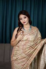 Load image into Gallery viewer, Coral-Sand Color Printed Semi Tussar Saree