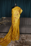 Yellow Embroidered Pure Tussar Silk Saree