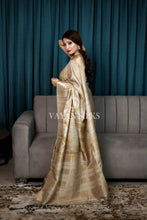 Load image into Gallery viewer, Beige Mustard Printed Semi Tussar Saree