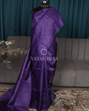 Dark Purple Embroidered Pure Tussar Silk Saree