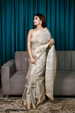 Load image into Gallery viewer, Grey Beige Printed Semi Tussar Saree