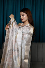 Load image into Gallery viewer, Grey-Multi Color Printed Semi Tussar Saree