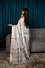 Load image into Gallery viewer, Grey-Multi Color Printed Semi Tussar Saree