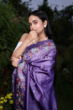 Load image into Gallery viewer, Purple Embroidered Pure Tussar Silk saree