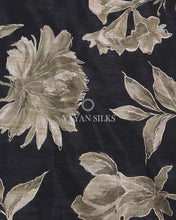 Load image into Gallery viewer, Black Olive Color Printed Semi Tussar Saree