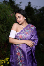 Load image into Gallery viewer, Purple Embroidered Pure Tussar Silk saree