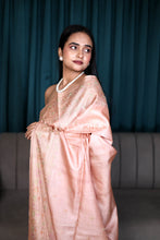 Load image into Gallery viewer, Pastel Pink Embroidered Pure Tussar Silk Saree