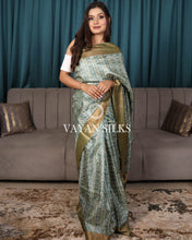 Load image into Gallery viewer, Jade Green Printed Pure Tussar Silk Saree