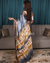 Load image into Gallery viewer, Slate Grey Printed Pure Tussar Silk Saree