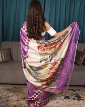 Load image into Gallery viewer, Purple Multicolor Printed Pure Tussar Silk Saree