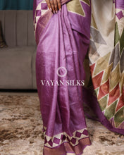 Load image into Gallery viewer, Purple Multicolor Printed Pure Tussar Silk Saree