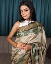 Load image into Gallery viewer, light Olive Green Printed Pure Tussar Silk Saree