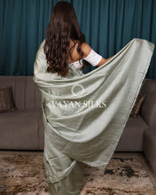 Load image into Gallery viewer, Soft Sage Green  Printed Pure Tussar Silk Saree