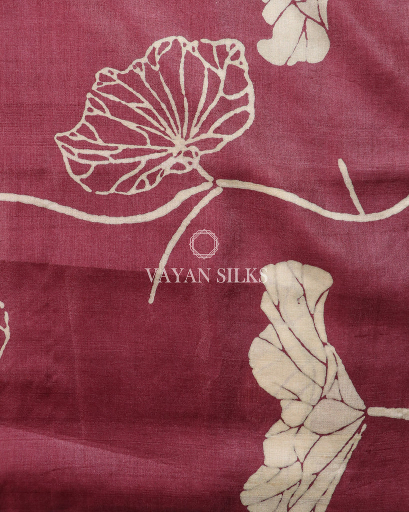 Magenta Printed - Pure Tussar Silk Saree