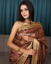 Load image into Gallery viewer, Rust Brown Printed Pure Tussar Silk Saree