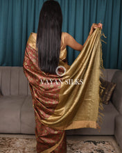 Load image into Gallery viewer, Rust Brown Printed Pure Tussar Silk Saree