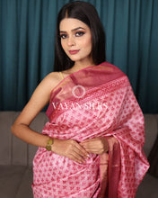 Load image into Gallery viewer, Rose Pink Printed Pure Tussar Silk Saree