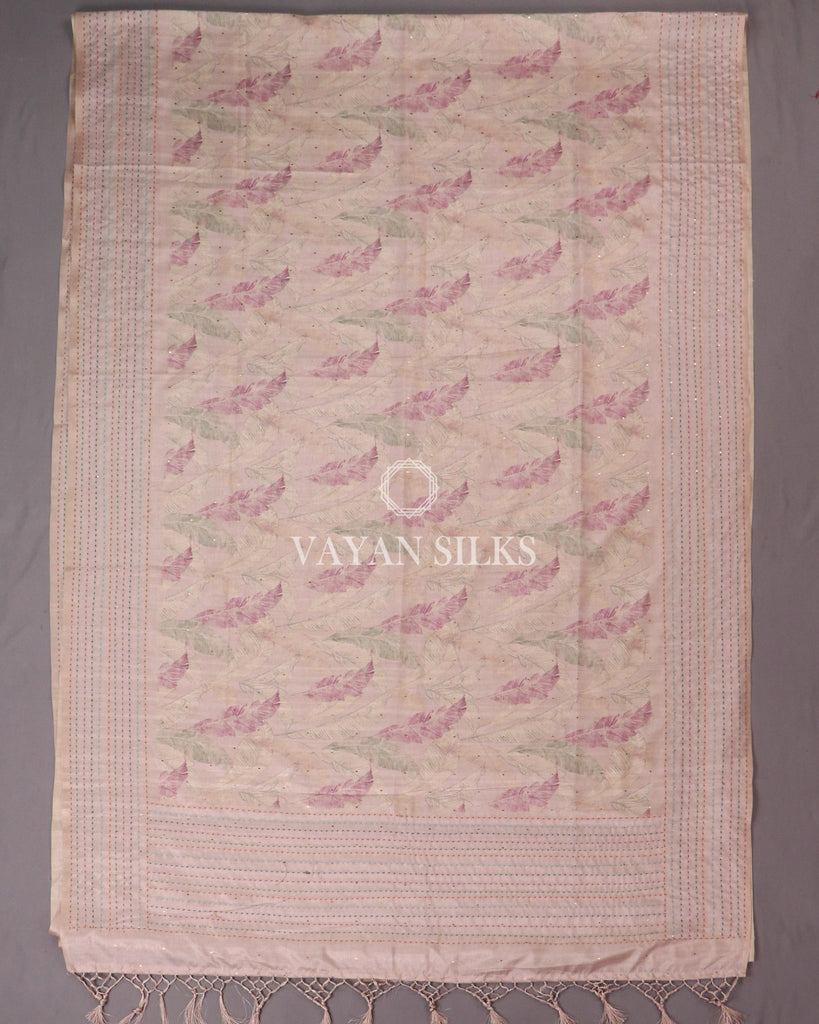 Light Pink-Multi Printed Semi-Tussar Saree