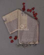 Load image into Gallery viewer, Grey Beige Printed Semi Tussar Saree