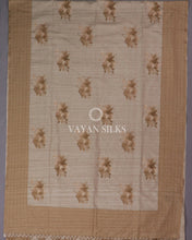 Load image into Gallery viewer, Mustard Beige Printed Semi Tussar Saree