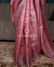 Load image into Gallery viewer, Pastel Pink Woven Pure Tussar Silk Saree