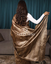 Load image into Gallery viewer, Bronze Brown Woven Pure Tussar Silk Saree