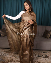 Load image into Gallery viewer, Bronze Brown Woven Pure Tussar Silk Saree