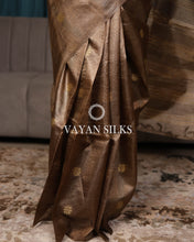 Load image into Gallery viewer, Bronze Brown Woven Pure Tussar Silk Saree