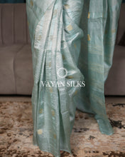 Load image into Gallery viewer, Light Aqua Blue Woven Pure Tussar Silk Saree