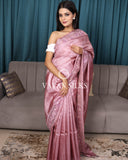Pink Pearl Embroidered Pure Tussar Silk Saree