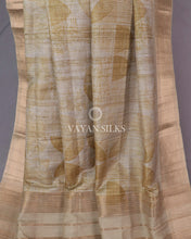 Load image into Gallery viewer, Beige Mustard Printed Semi Tussar Saree