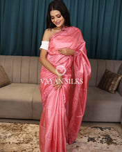 Load image into Gallery viewer, Baby Pink Embroidered Pure Tussar Silk Saree