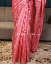 Load image into Gallery viewer, Baby Pink Embroidered Pure Tussar Silk Saree