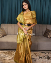 Load image into Gallery viewer, Olive Green Woven Pure Tussar Silk Saree