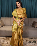 Olive Green Woven Pure Tussar Silk Saree