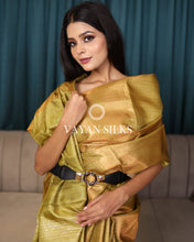 Load image into Gallery viewer, Olive Green Woven Pure Tussar Silk Saree