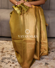 Load image into Gallery viewer, Olive Green Woven Pure Tussar Silk Saree