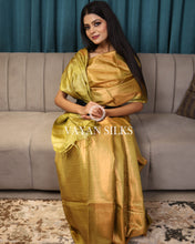 Load image into Gallery viewer, Olive Green Woven Pure Tussar Silk Saree