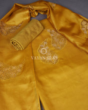 Load image into Gallery viewer, Yellow Cutwork Pure Tussar Silk Unstitched Suit Set