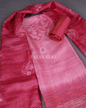 Load image into Gallery viewer, Pink Cutwork Pure Tussar Silk Unstitched Suit Set