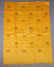 Load image into Gallery viewer, Yellow Cutwork Pure Tussar Silk Unstitched Suit Set